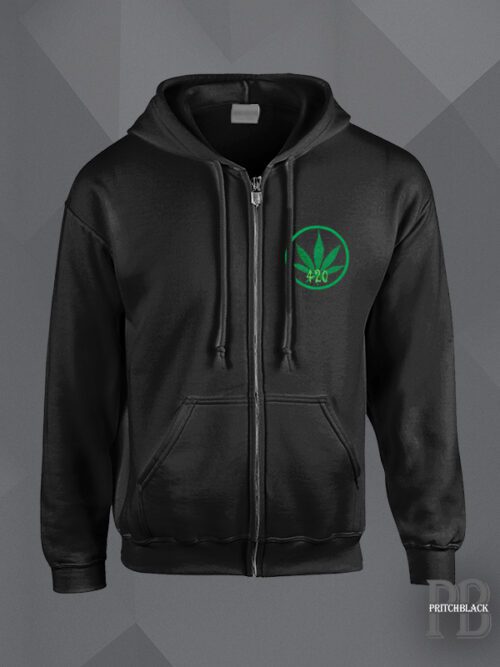 420 Stoners Breast Logo Zipped Hoodie