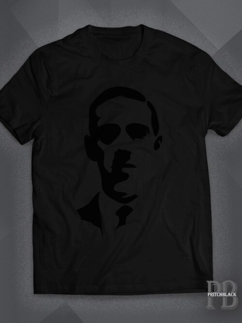 Lovecraft - black on black vinyl print shirt